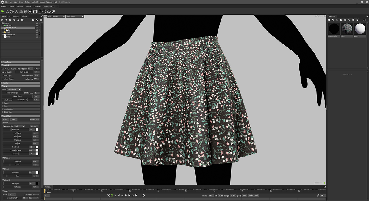 Female skirt rendered in Marmoset with realistic fabric details.